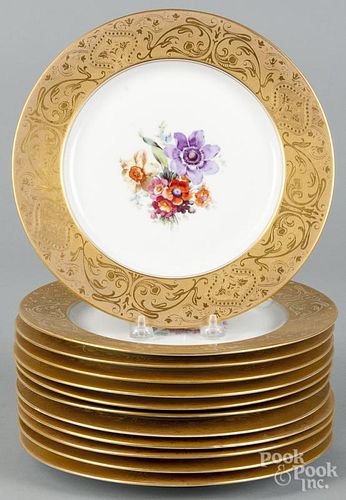 Set of twelve Royal Bavarian porcelain cabinet plates, 10 1/4'' dia.