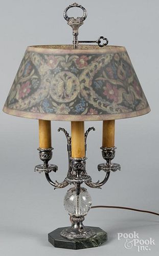 Pairpoint silver-plated table lamp with a reverse painted shade, 25 1/2'' h.