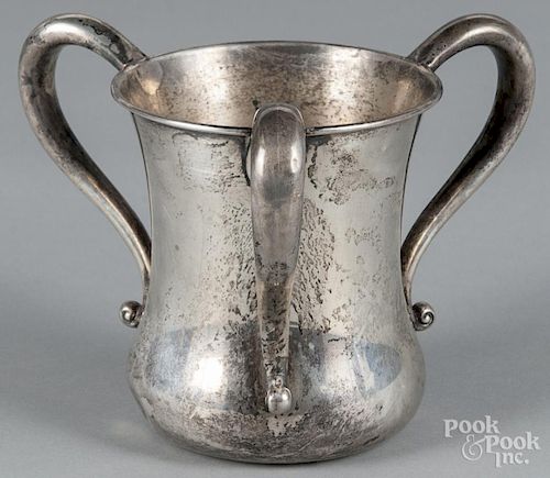Sterling silver three-handled cup, inscribed Point Judith Country Club Lawn Tennis Mixed Doubles
