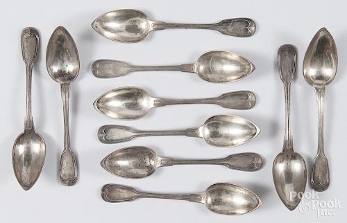 Ten Continental silver spoons, 17.3 ozt.