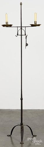 Wrought iron and brass candlestand, 20th c., made to look old, 61 1/2'' h.