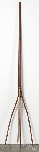 Primitive oak pitchfork, 19th c., 84'' l.