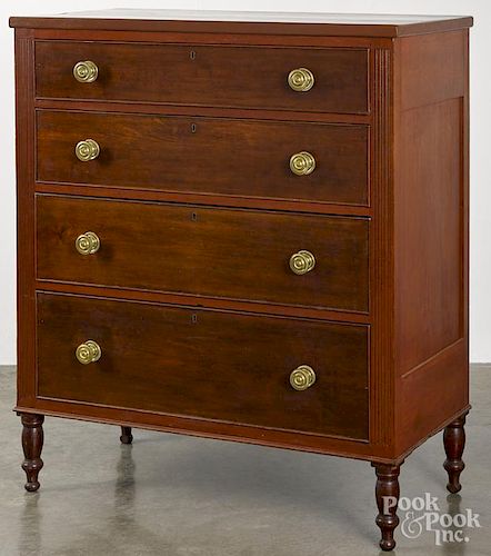Pennsylvania Sheraton cherry chest of drawers, ca. 1830, 49'' h., 40 3/4'' w.