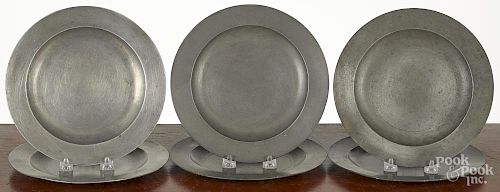 Six English pewter plates, early 19th c., bearing the touch of Townsend and Compton, 8 3/4'' dia.