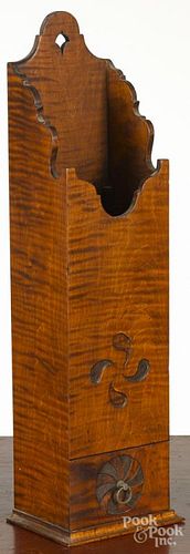 Contemporary tiger maple pipe box, 18 1/2'' h.