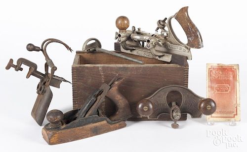 Stanley #45 molding plane, 20th c. with its original box, together with another molding plane