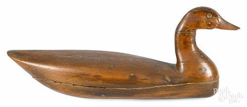Hollow body carved Canada goose decoy, early 20th c., 24'' l.