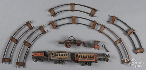 Tin painted wind-up train, early 20th c.