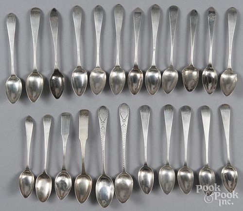 Pennsylvania coin silver spoons, to include sixteen, bearing the touch of William Haverstick