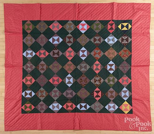 Pennsylvania broken dishes patchwork quilt, late 19th c., 82'' x 94''.