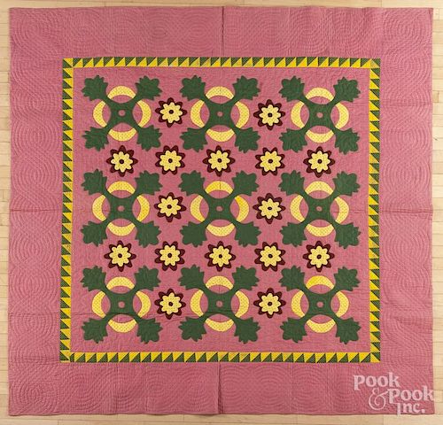 Pennsylvania floral appliqué quilt, late 19th c., 90'' x 88''.
