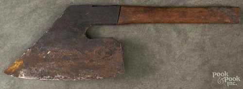 D. Ermold, Pennsylvania wrought iron goose wing axe, ca. 1800, with a triple stamp