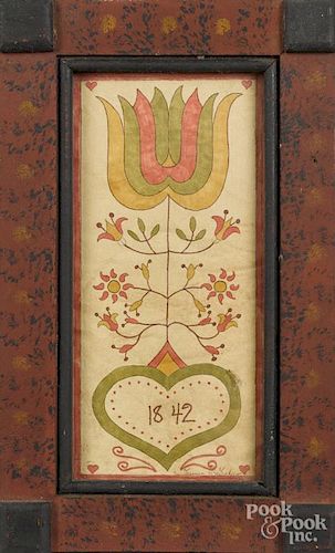 Two contemporary watercolor fraktur, by Graham, 8 1/2'' x 4''.