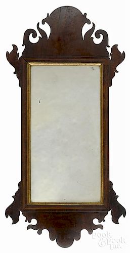 Chippendale walnut looking glass, ca. 1800, 31'' h.