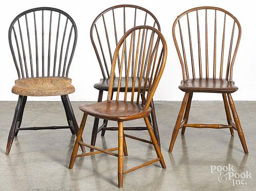 Four bowback Windsor chairs, early 19th c.