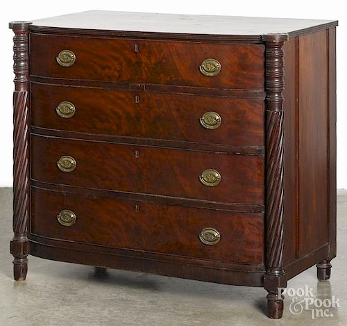 New England Sheraton mahogany chest of drawers, ca. 1815, 34 1/2'' h., 40'' w.
