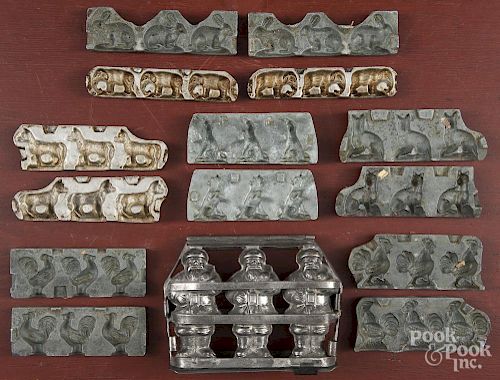 Candy molds, 20th c., to include Santa and animals, tallest - 6''.