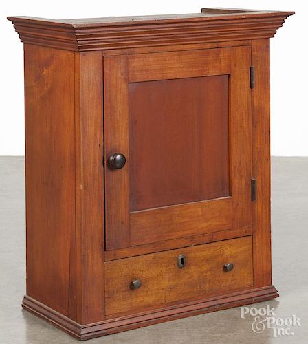 Pennsylvania stained maple and pine hanging cupboard, 19th c., 27'' h., 20 3/4'' w.