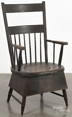New England painted necessary chair, mid 19th c.