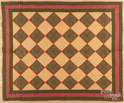 Pennsylvania patchwork quilt, late 19th c., with a triple border, 72'' x 86''.