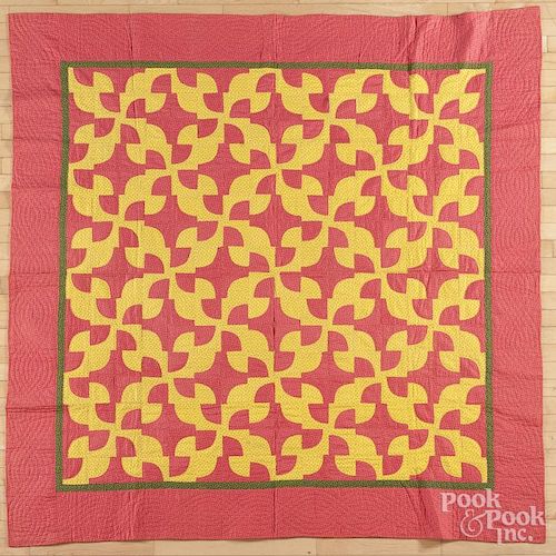 Pennsylvania drunkards path patchwork quilt, late 19th c., 80'' x 78''.