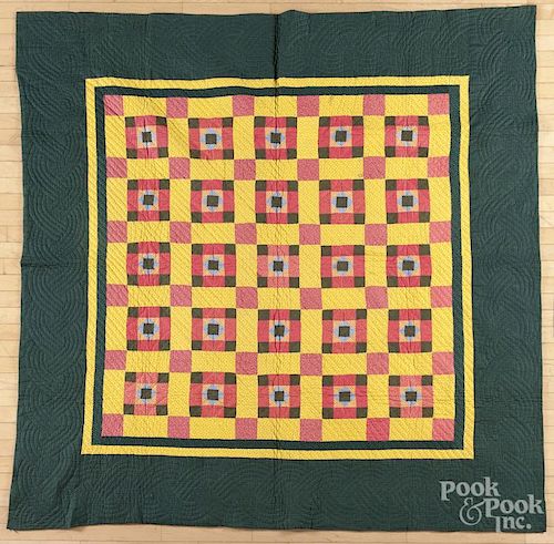 Pennsylvania nine-patch variant quilt, late 19th c., 82'' x 82''.
