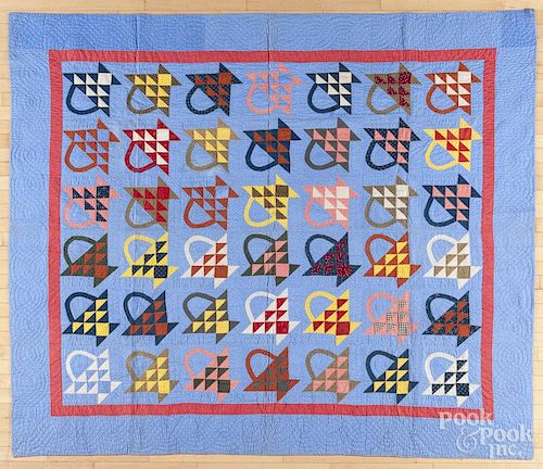 Pennsylvania patchwork basket quilt, late 19th c., 82'' x 92''.
