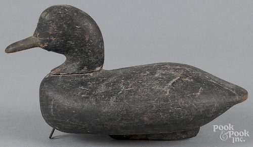 Carved and painted duck decoy, 19th c., 11 1/2'' l., stamped Melrose