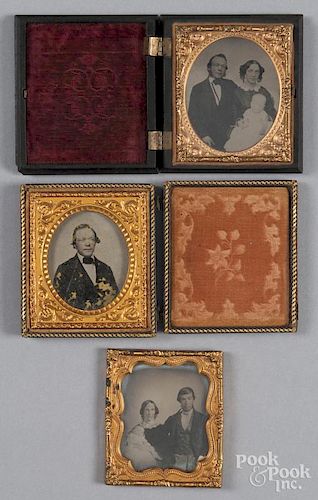 Three ambrotype portraits, 19th c., in Union cases.