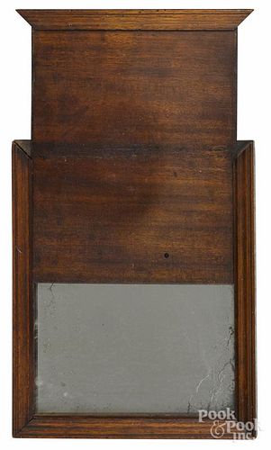 Walnut traveling mirror, early 19th c., 11'' x 9''.