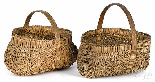 Two splint gathering buttocks baskets, 19th c.