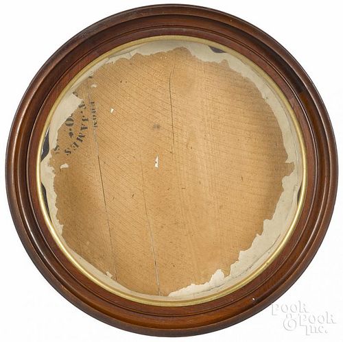 Walnut shadowbox porthole frame, late 19th c., 24 1/2'' dia.