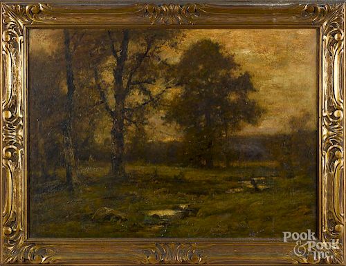 Charles Linford (American 1846-1897), oil on canvas wooded landscape, signed lower left, 22'' x 30''.
