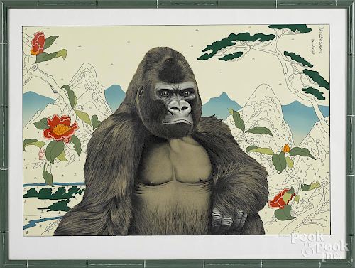 Tom Palmore (American, b. 1945), lithograph of a gorilla, signed lower right and numbered 95/115