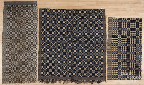 Six American blue and white coverlets, mid 19th c.