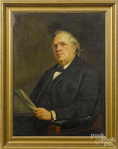 Julius Augustus Beck (American 1831-1915), oil on canvas self portrait, unsigned, 28" x 21".