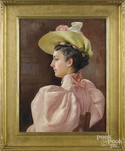Henry Kepple Beck (American 1862-1937), oil on canvas portrait of Edith Beck Wilson, 18'' x 14''