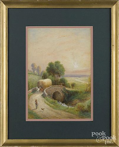 Julius Augustus Beck (American 1831-1915), watercolor landscape, signed lower left, 14'' x 10''
