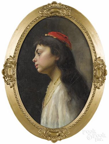 Julius Augustus Beck (American 1831-1915), oil on canvas portrait, 19'' x 13''.
