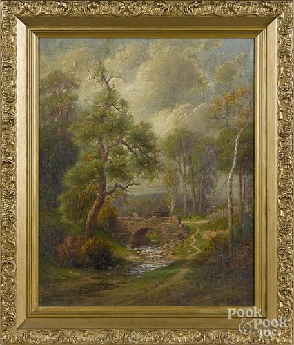 Julius Augustus Beck (American 1831-1915), oil on canvas landscape, 20'' x 16''.