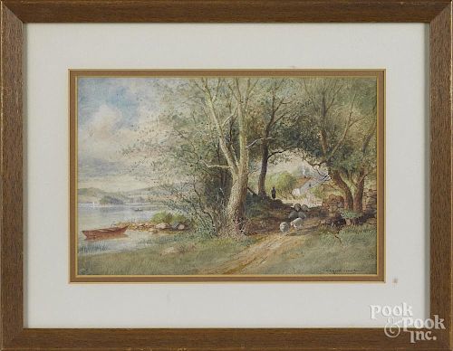 Julius Augustus Beck (American 1831-1915), watercolor landscape, titled Susquehanna, 7'' x 10''.