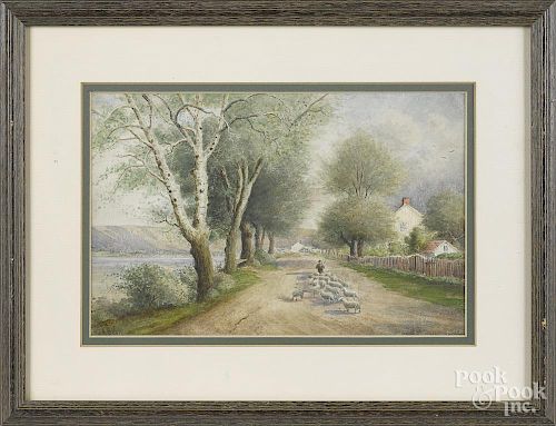 Julius Augustus Beck (American 1831-1915), watercolor landscape, signed lower left, 7'' x 11''.
