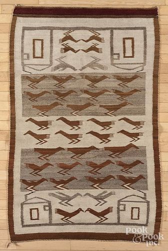 Southwest woven bird rug, 61'' x 39''.
