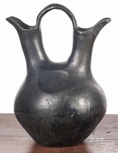 Santa Clara blackware wedding vase, 12 1/2'' h.
