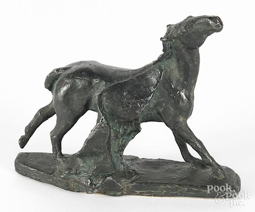 Gladys Tuke (American 1899-1982), bronze of a running horse, 5'' h.