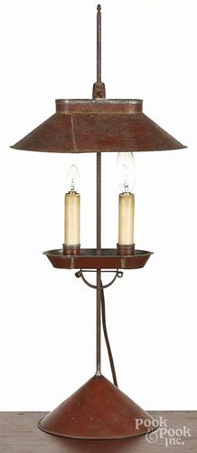 Contemporary Jerry Martin painted tin lamp, 24'' h.