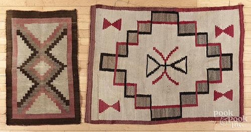 Two Navajo weavings, ca. 1900, 51'' x 39'' and 38'' x 24''.