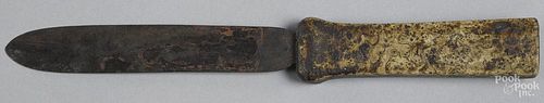 Burl handled knife, 19th c., possibly Native American, 11 7/8'' l.