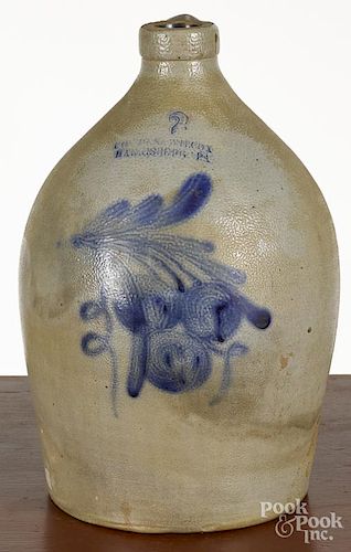 Pennsylvania two-gallon stoneware jug, 19th c. impressed Cowden & Wilcox Harrisburg PA