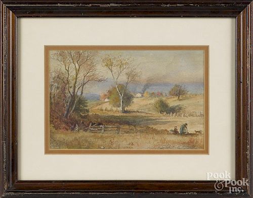 Julius Augustus Beck (American 1831-1915), watercolor landscape, signed lower left, 6'' x 9''